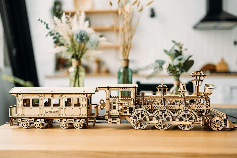 Puzzle 3D mecanic, Locomotiva R17, WT, lemn, 405 piese | Time 4