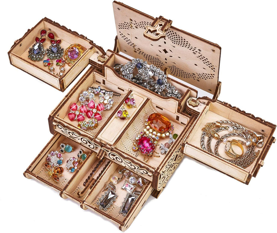 Puzzle 3D mecanic, Cutie de bijuterii cu 15 Cristale Swarovski, WT