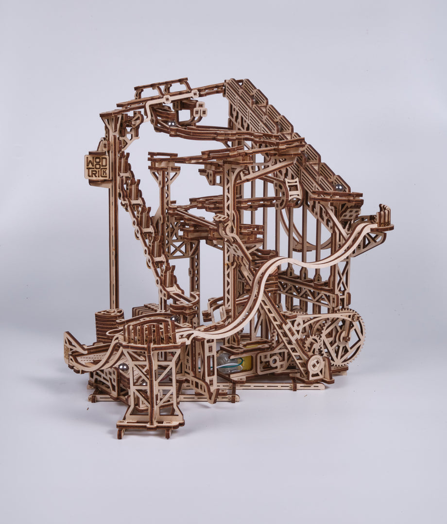 Puzzle 3D mecanic, Spiral Marble Run, WT, lemn, 558 piese | Time 4