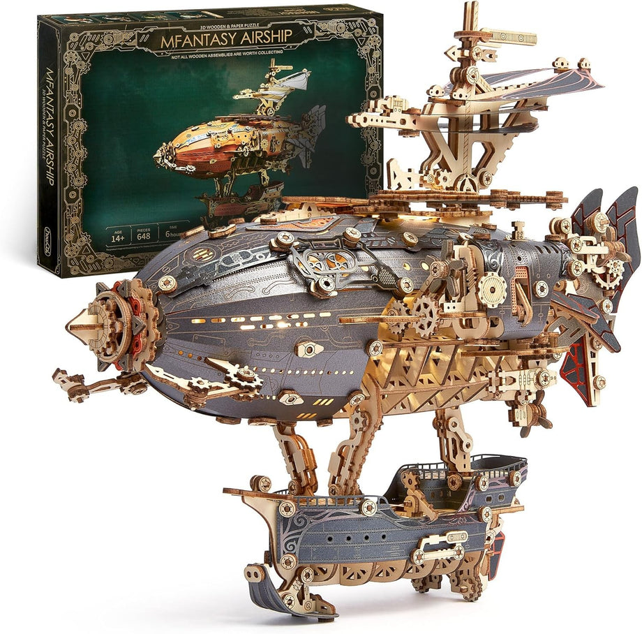 Puzzle 3D, Dirijabil Mfantasy, gri, HC, lemn, 648 piese | Time 4