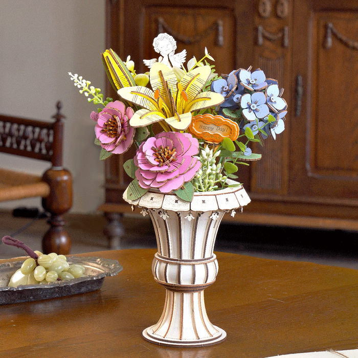 Puzzle 3D, Flora Vase, Rowood, lemn, 165 piese