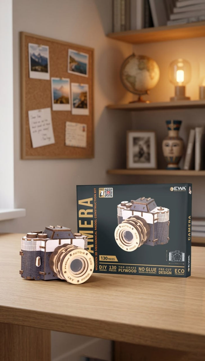 Puzzle 3D, CAMERA, EWA, lemn, 130 piese