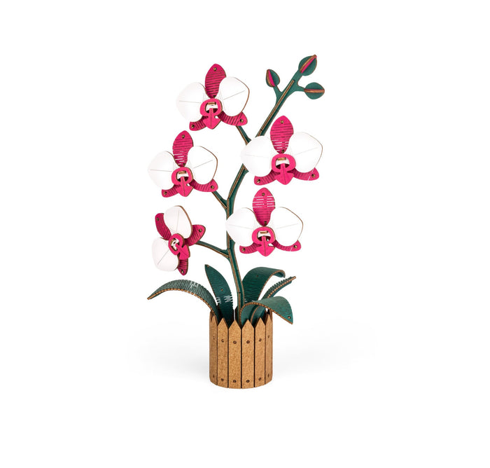 Puzzle 3D, Orchidee roz, EWA, lemn, 88 piese