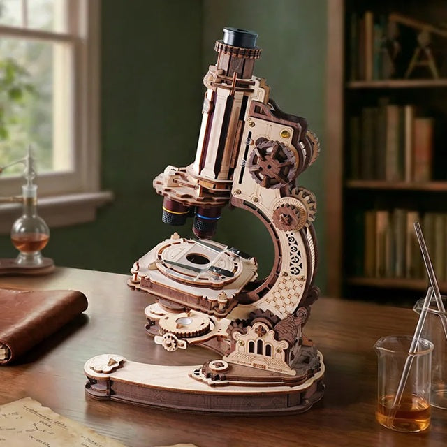 Puzzle 3D, Microscope, ROKR, Lemn, 260 Piese