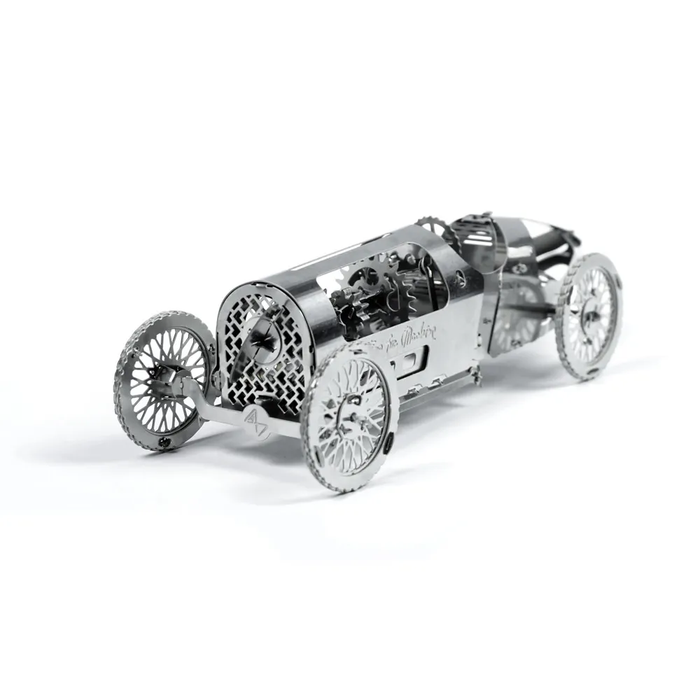 Puzzle Mecanic 3D, Masina de Curse Vintage Silver Bullet, Time for Machine, metal, 97 piese