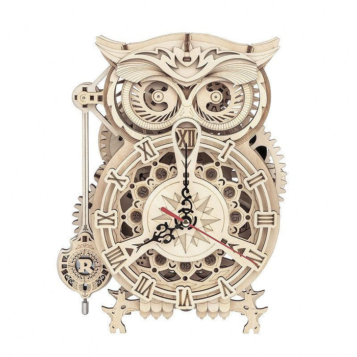 Puzzle 3D Ceas Bufnita, ROKR, Lemn, 161 piese, LK503 - Time 4 Machine