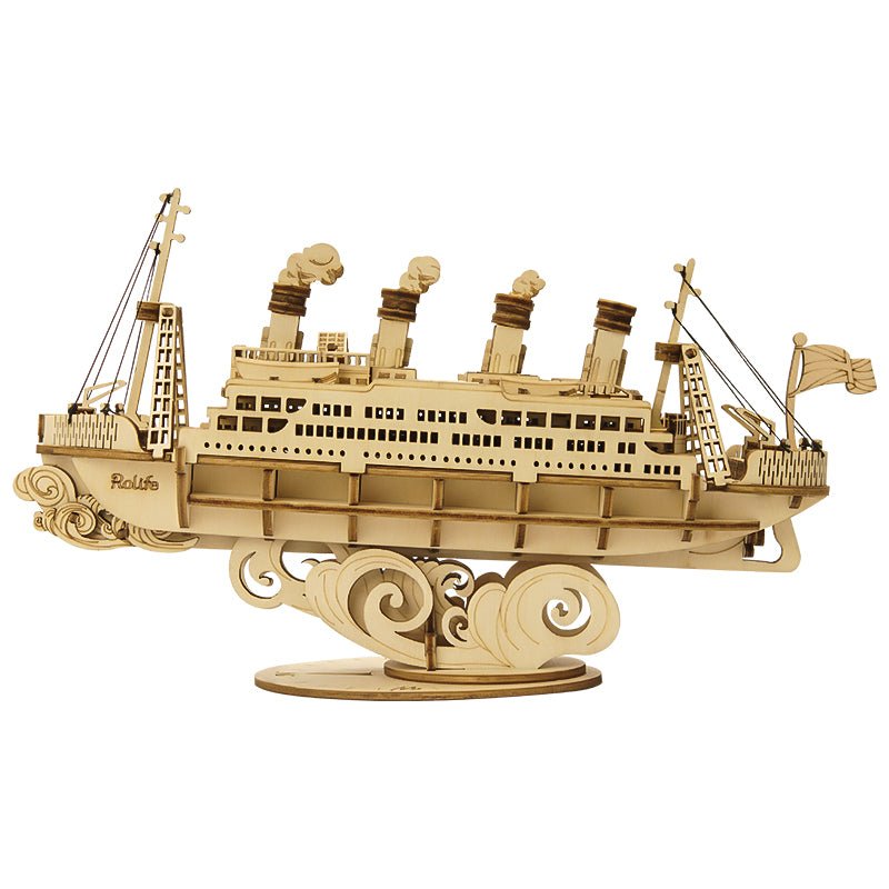 Puzzle 3D , Cruise Ship, Lemn, ROKR, 145 piese - Time 4 Machine