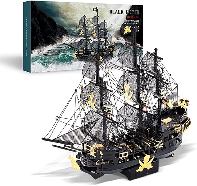 Puzzle 3D, Metal, Piececool, Nava Black Pearl, 307 piese - Time 4 Machine