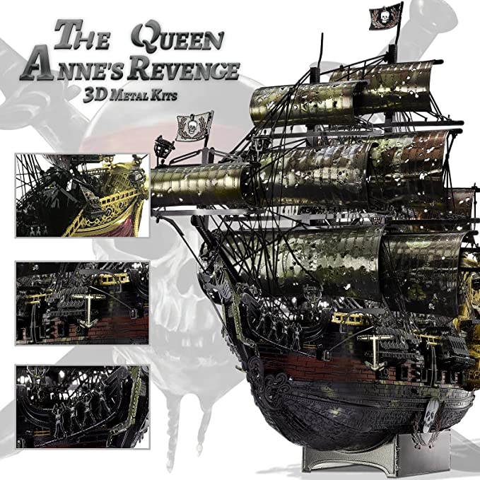 Puzzle 3D, Metal, Piececool, Nava Queen Anne's Revenge, 439 piese - Time 4 Machine