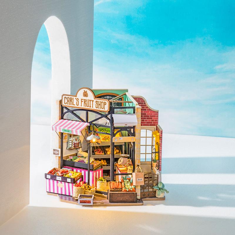 Puzzle 3D Minicasuta de papusi Magazinul de fructe lui Carl DIY, RoLife, 206 piese - Time 4 Machine