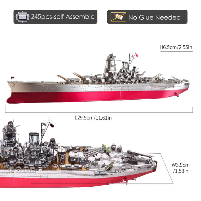 Puzzle 3D Piececool, Vasul de Razboi Yamato, Metal, 245 piese - Time 4 Machine