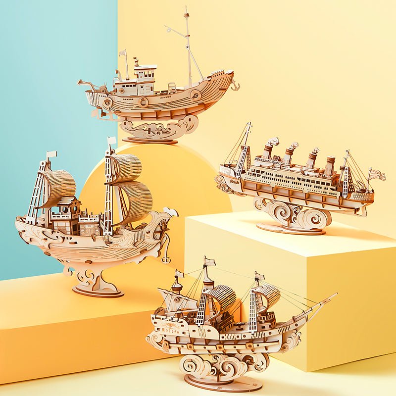 Puzzle 3D , Sailing Ship, Lemn, ROKR, 118 piese - Time 4 Machine