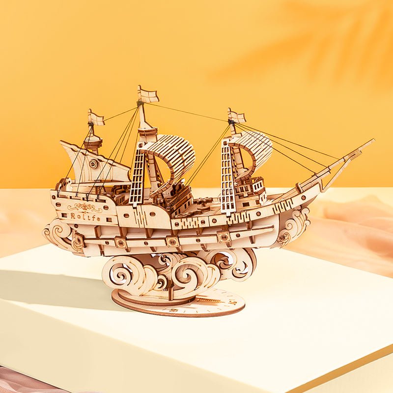 Puzzle 3D , Sailing Ship, Lemn, ROKR, 118 piese - Time 4 Machine