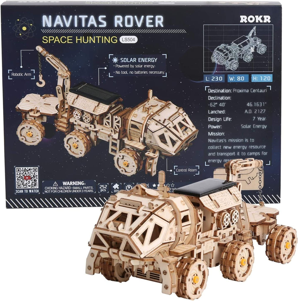 Puzzle 3D spatial, cu baterie solara, Navitas Rover, Lemn, 252 piese - Time 4 Machine