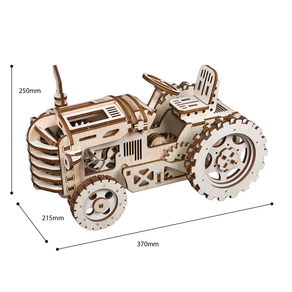 Puzzle 3D, Tractor, ROKR, Lemn, 135 piese - Time 4 Machine
