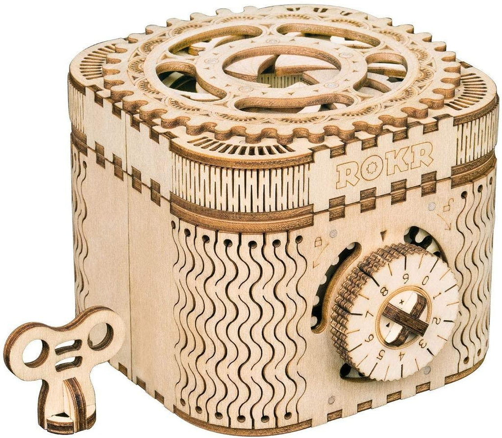 Puzzle 3D Treasure Box, ROKR, Lemn, 123 piese - Time 4 Machine