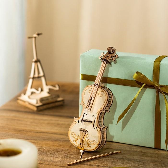 Puzzle 3D Violoncel, RoLife, Lemn, 58 piese, TG411 | Time 4 Machine
