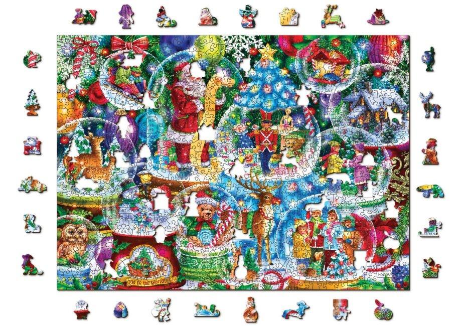 Puzzle Din Lemn Christmas Snowballs L, Wooden City, 505 piese - Time 4 Machine