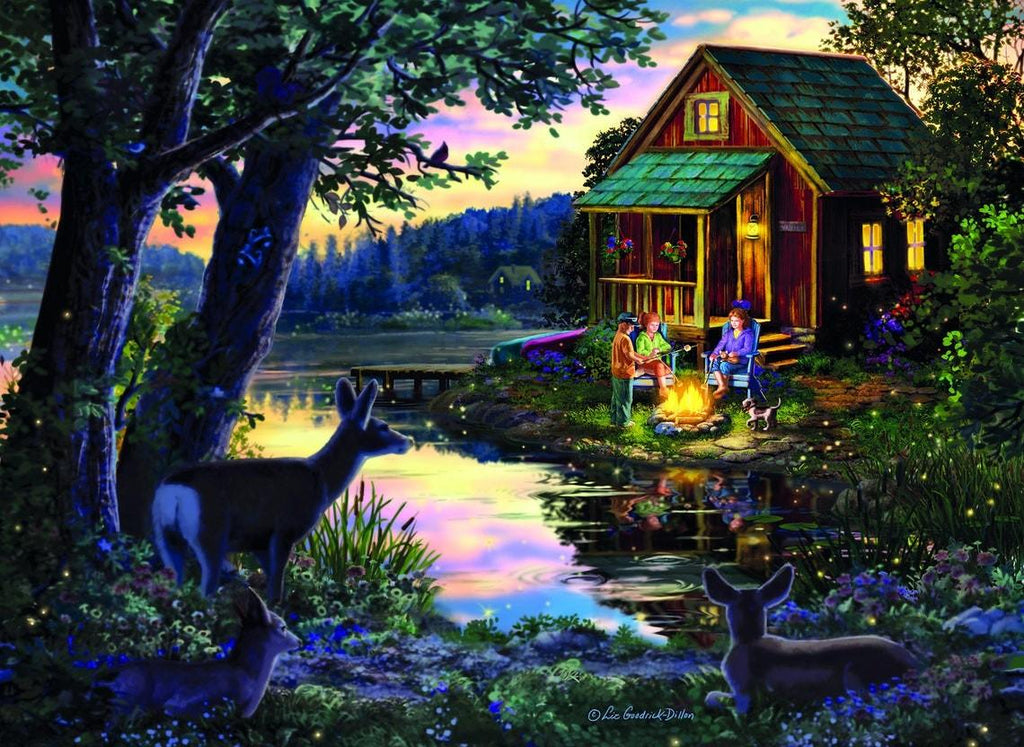 Puzzle Din Lemn Evening at the Lakehouse L, Wooden City, 505 piese - Time 4 Machine