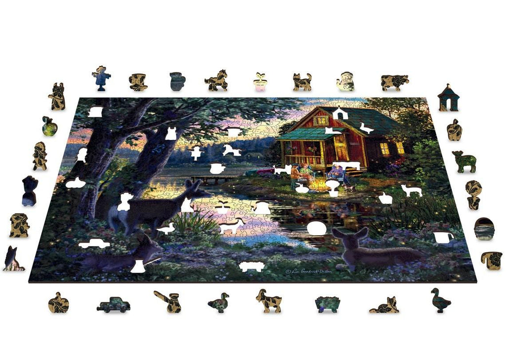 Puzzle Din Lemn Evening at the Lakehouse L, Wooden City, 505 piese - Time 4 Machine