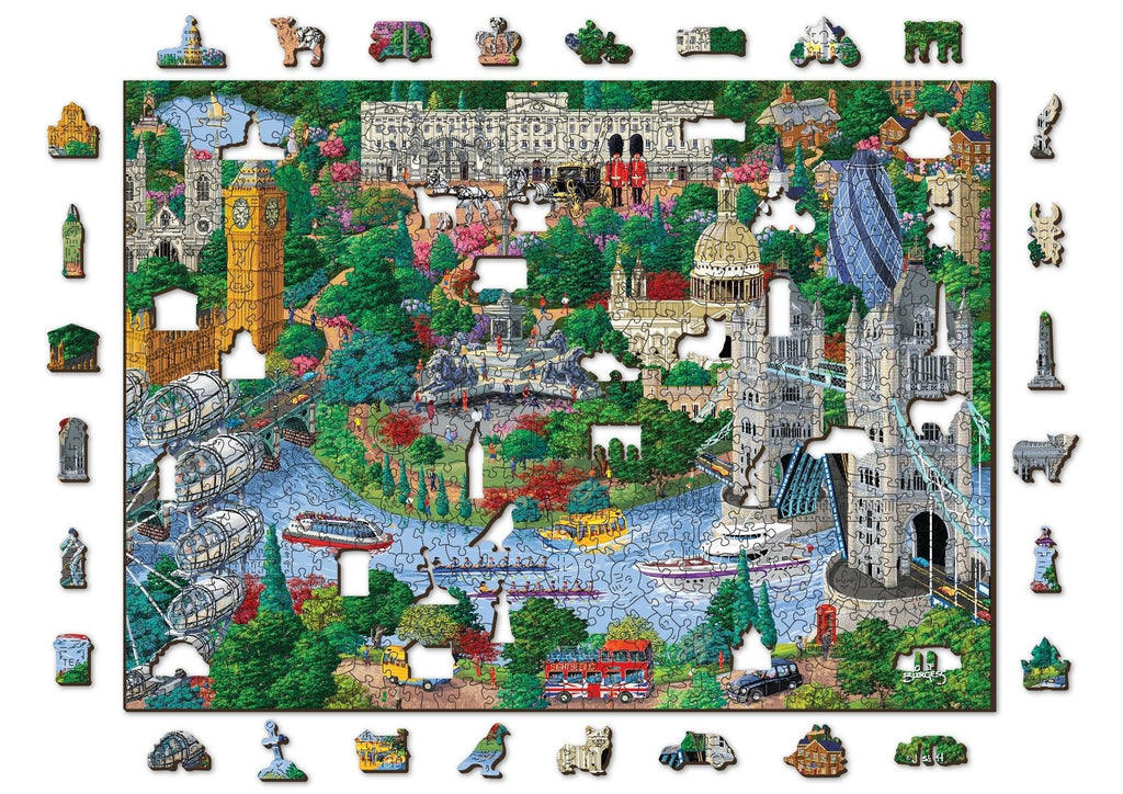 Puzzle din lemn London Sights, Wooden City, 750 piese - Time 4 Machine