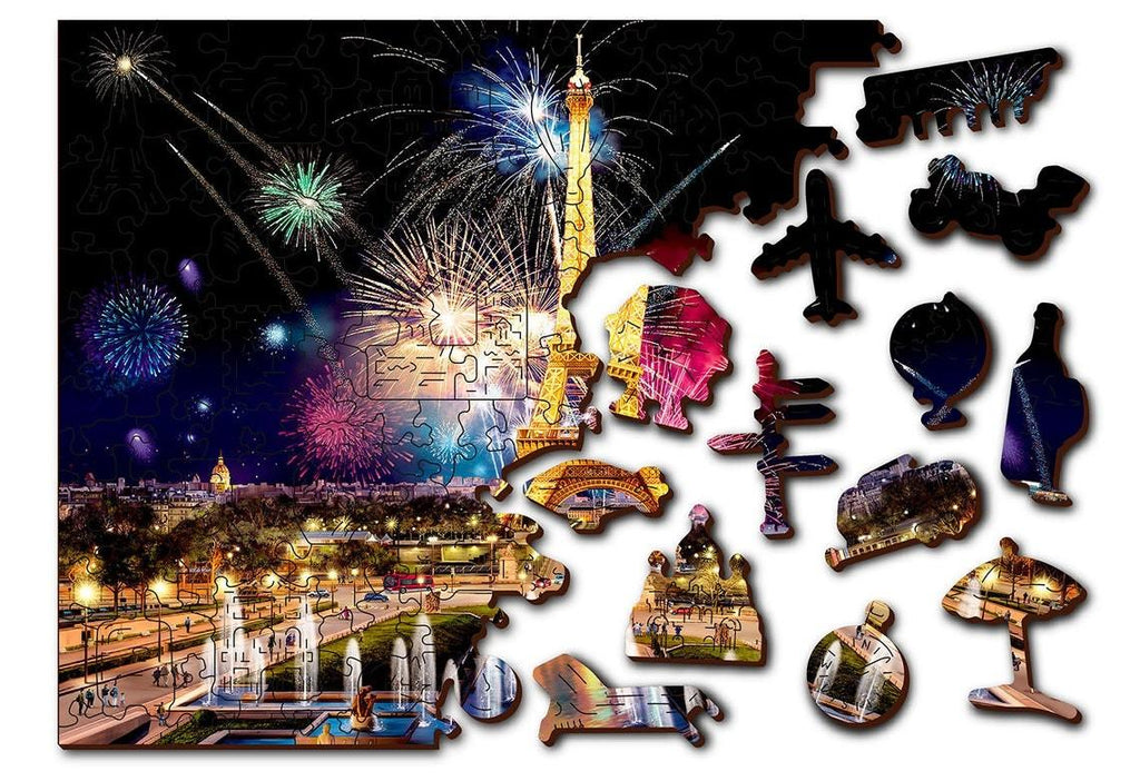 Puzzle din lemn PARIS BY NIGHT XL, Wooden City, 600 piese - Time 4 Machine