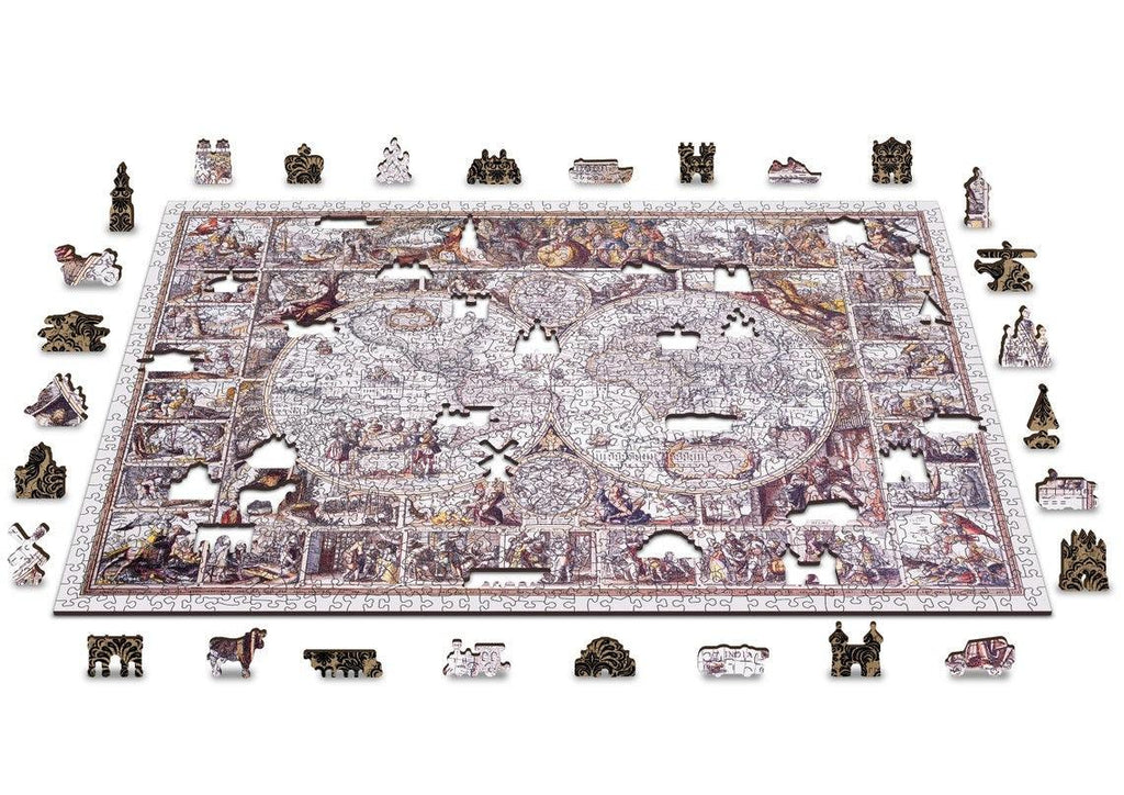Puzzle Din Lemn The Age of Exploration Map XL, Wooden City, 1010 piese - Time 4 Machine
