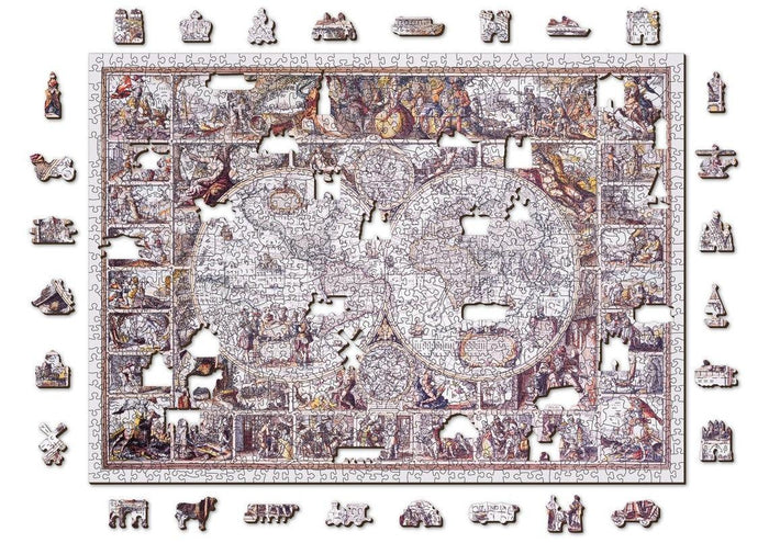 Puzzle Din Lemn The Age of Exploration Map XL, Wooden City, 1010 piese - Time 4 Machine