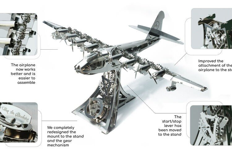 Puzzle Mecanic 3D, Metal, TimeForMachine, Avion Heavenly Hercules (Model Nr.2) - Time 4 Machine